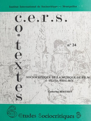 cover image of Sociocritique de la musique de film (1). Elisa, vida mía